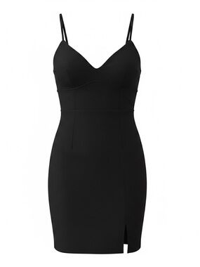 Emerald Sundae Black Dress with Spaghetti Straps